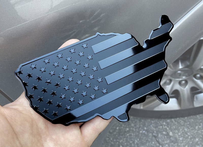 MULL USA Black Flag Map Auto Fender Emblem for Cars Trucks Laptop Wall (Black  7 ""x4 "") - Image 1